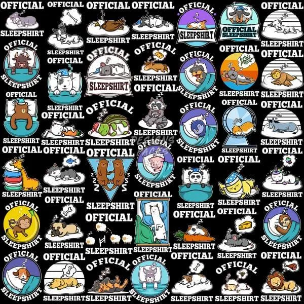159 Kids Animals Sleep Shirts Designs Bundle PNG
