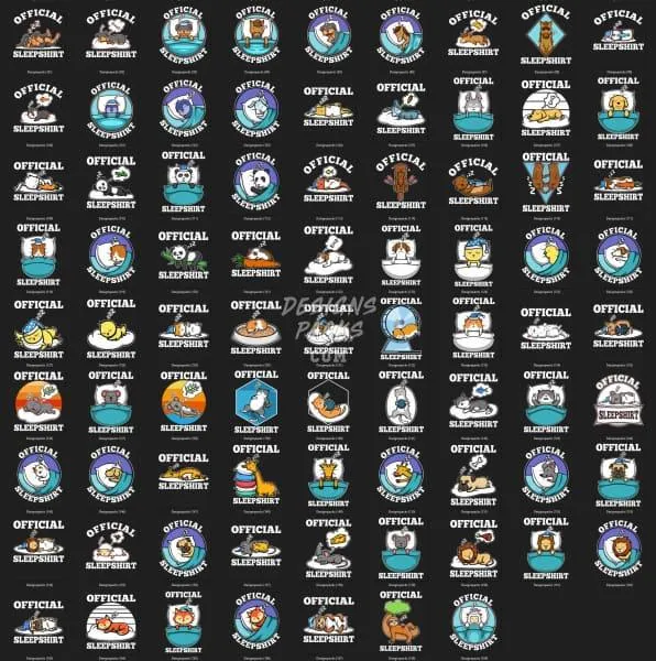 159 Kids Animals Sleep Shirts Designs Bundle PNG