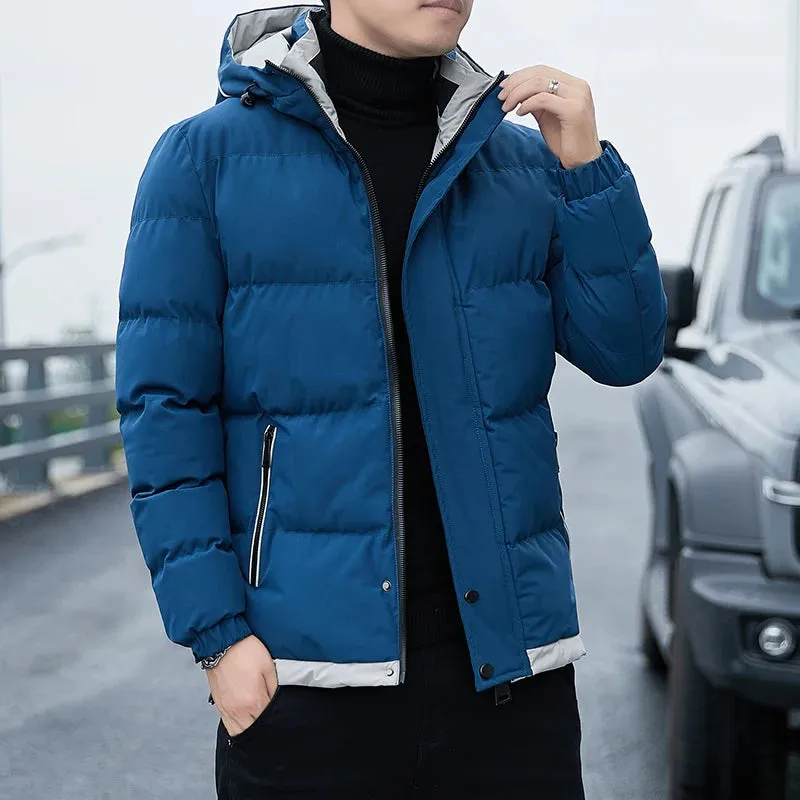 2023 New Autumn Men's Casual Hooded Cotton Coat Fashion Trend Long sleeved Cotton Coat Comfortable and Warm Coat
