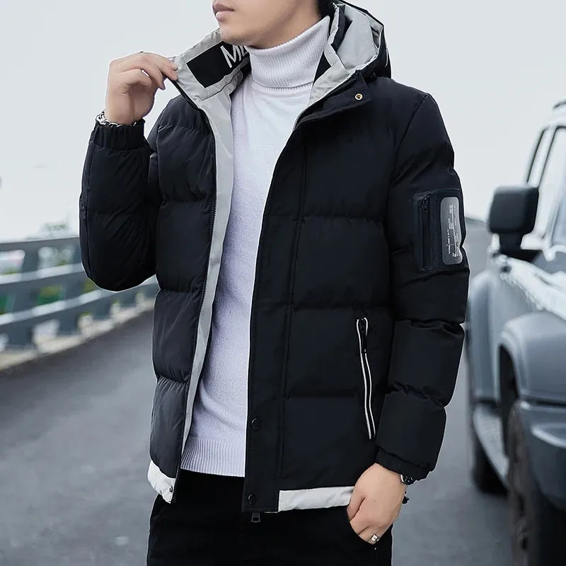 2023 New Autumn Men's Casual Hooded Cotton Coat Fashion Trend Long sleeved Cotton Coat Comfortable and Warm Coat