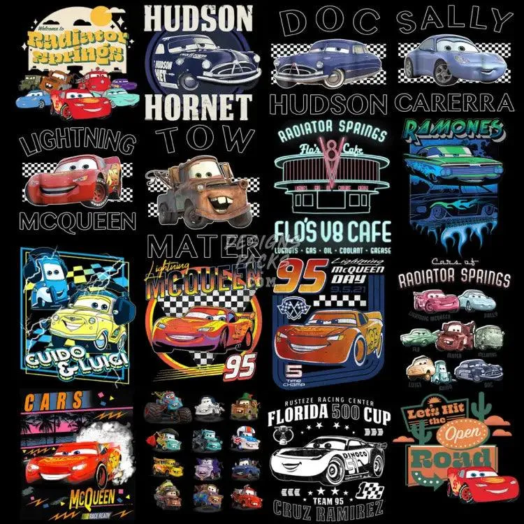 33 Cars Movie Cartoon Designs Bundle PNG