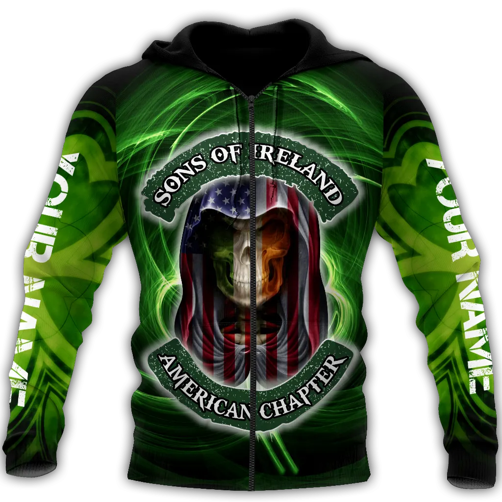 3D All Over Printed Skull Irish St Patrick Day Unisex Shirts Custom Name