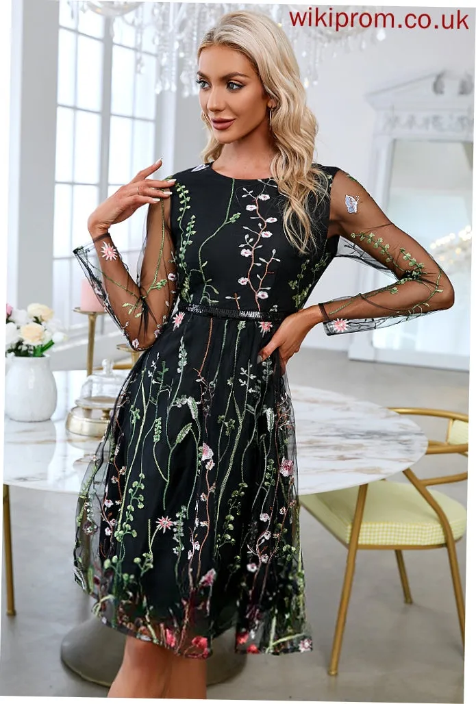 A-line Club Dresses Dresses Tulle Neck Mini Long Elegant Sleeves Leia Round