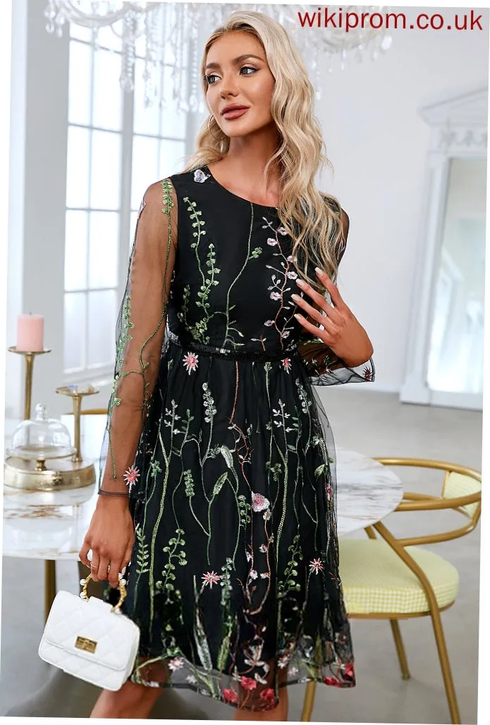 A-line Club Dresses Dresses Tulle Neck Mini Long Elegant Sleeves Leia Round