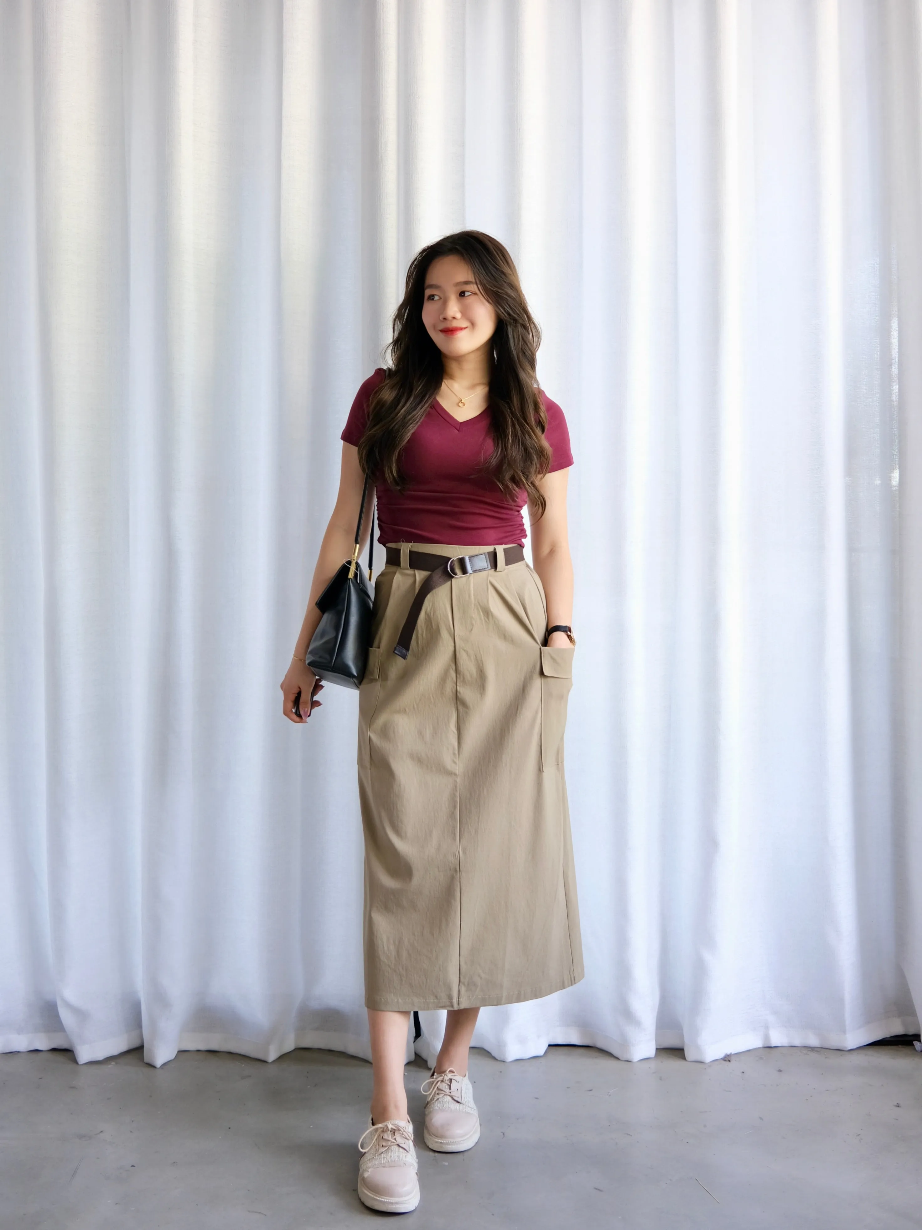 ACEWIN Belted Cargo Maxi Skirt (Free Size) 601301