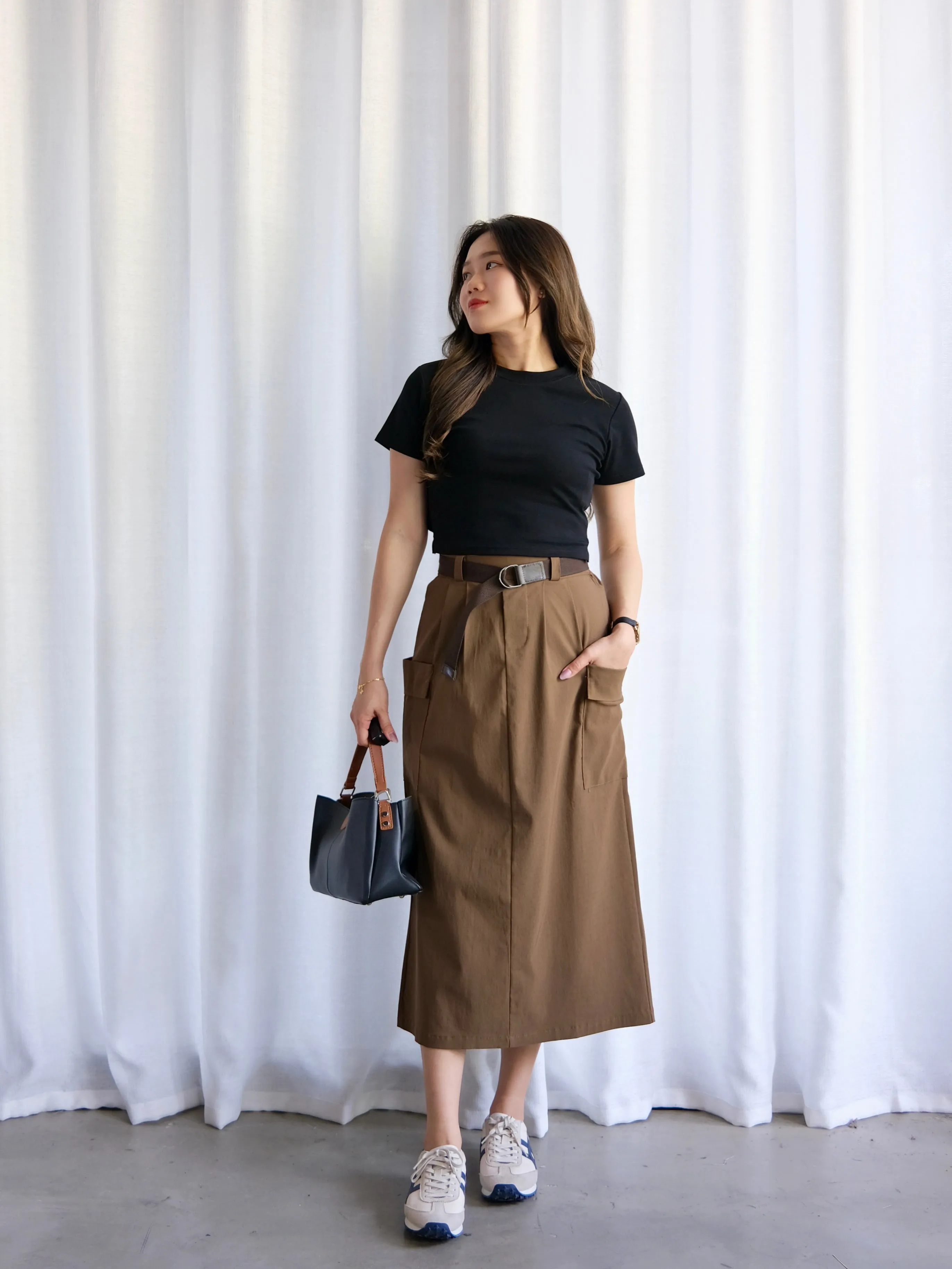 ACEWIN Belted Cargo Maxi Skirt (Free Size) 601301