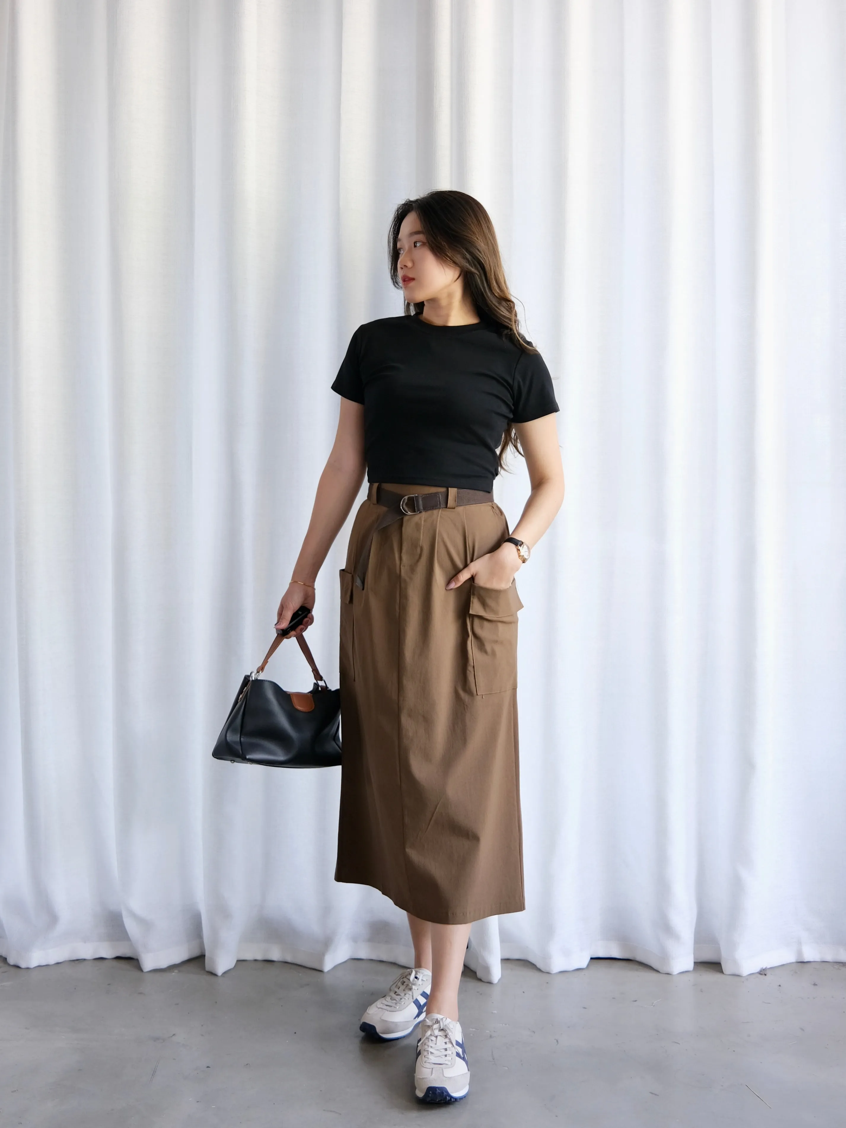 ACEWIN Belted Cargo Maxi Skirt (Free Size) 601301