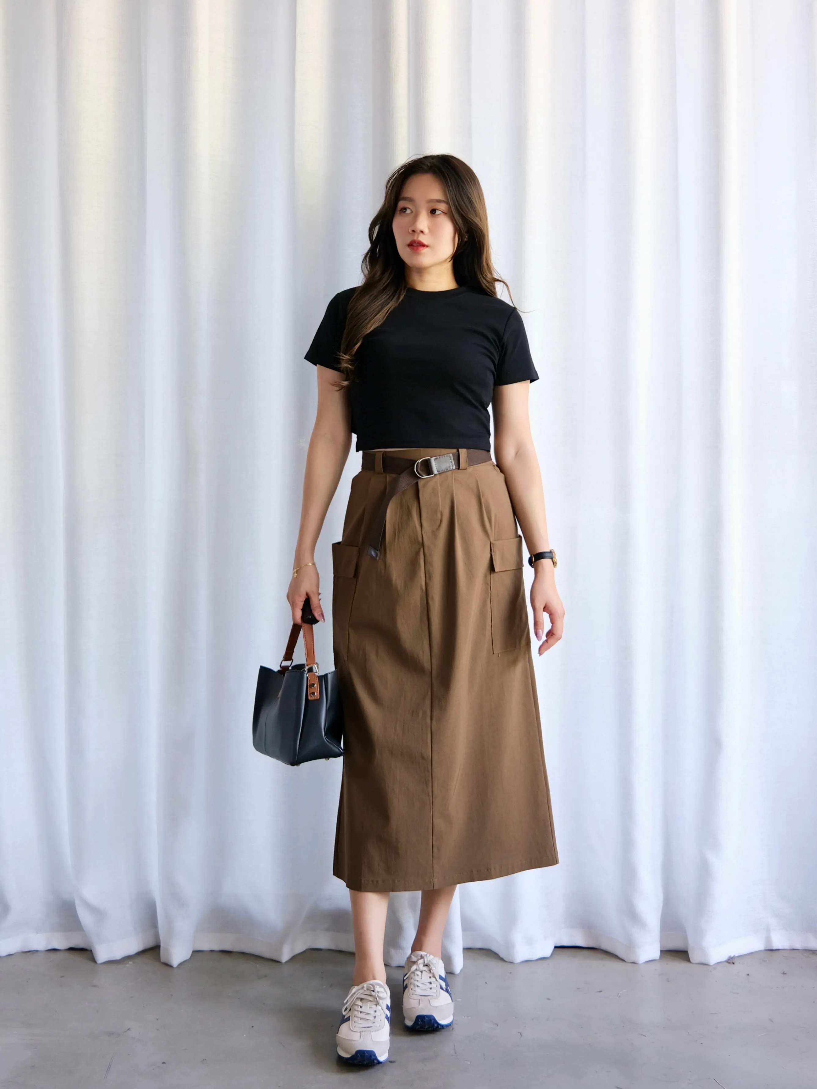 ACEWIN Belted Cargo Maxi Skirt (Free Size) 601301