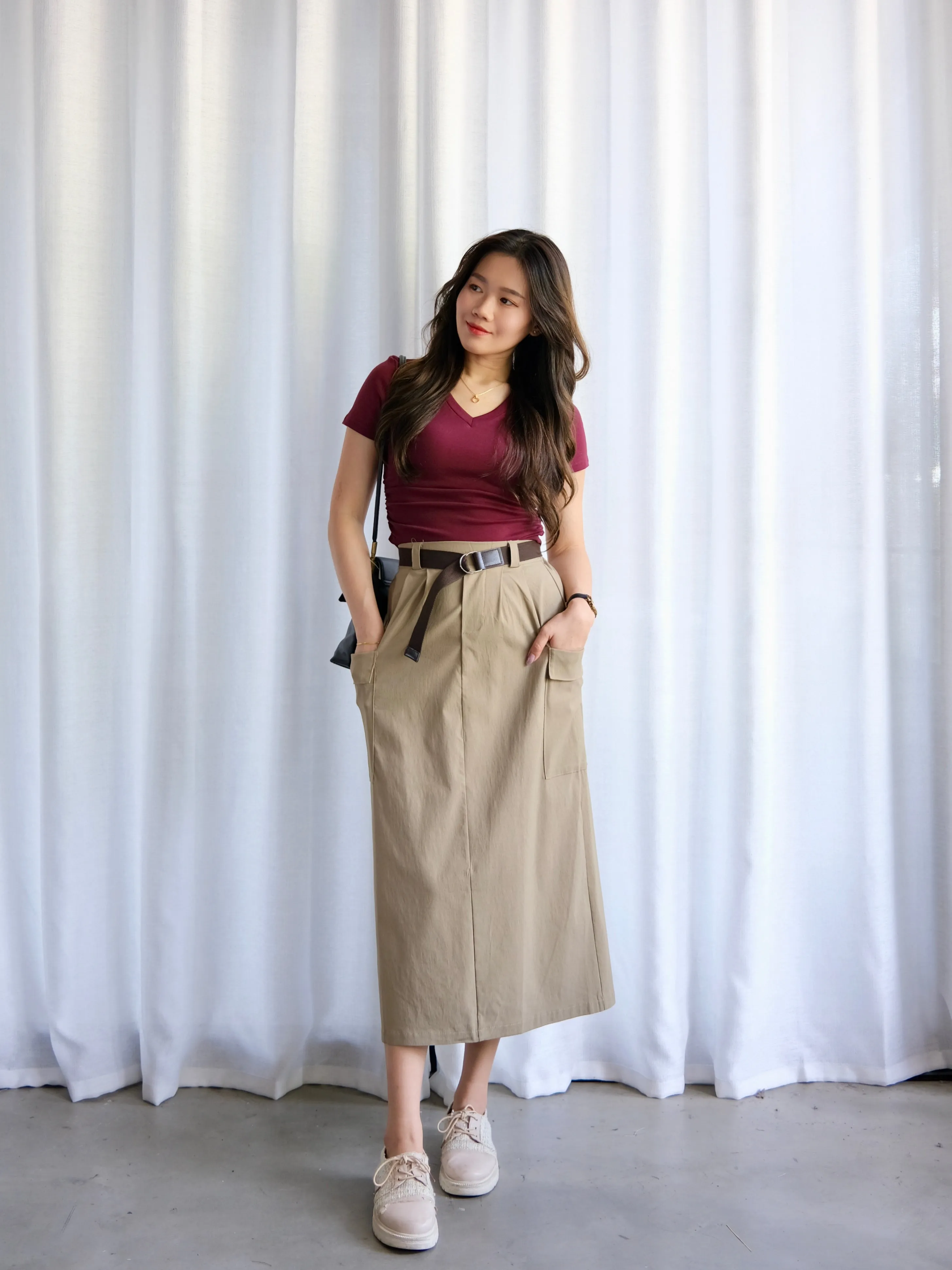 ACEWIN Belted Cargo Maxi Skirt (Free Size) 601301