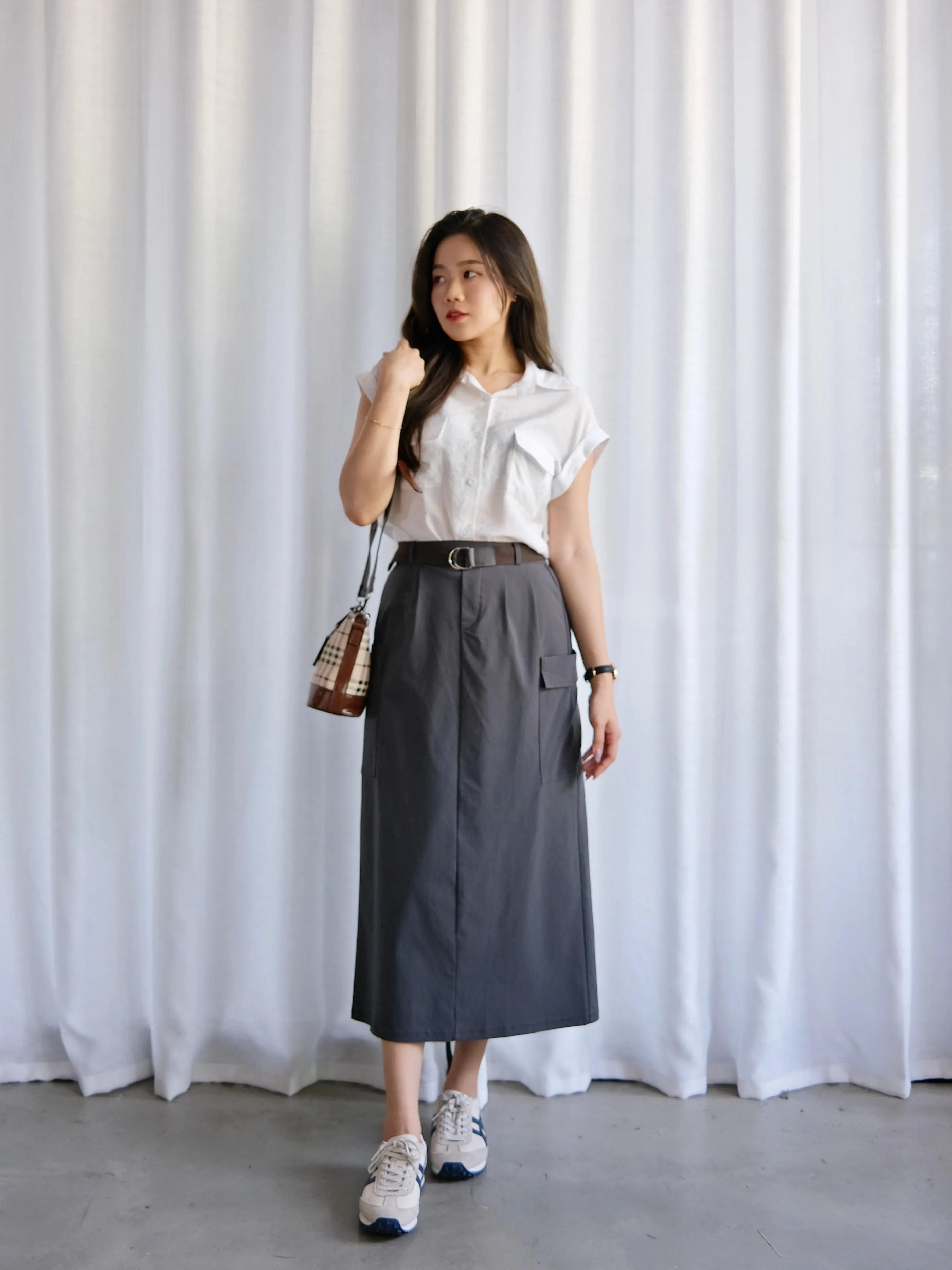 ACEWIN Belted Cargo Maxi Skirt (Free Size) 601301