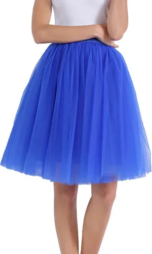 Adult A-line Tulle Skirt Bridesmaid Petticoat Tutu for Women Layered Short Prom Party Midi Skirt Mini Skirt