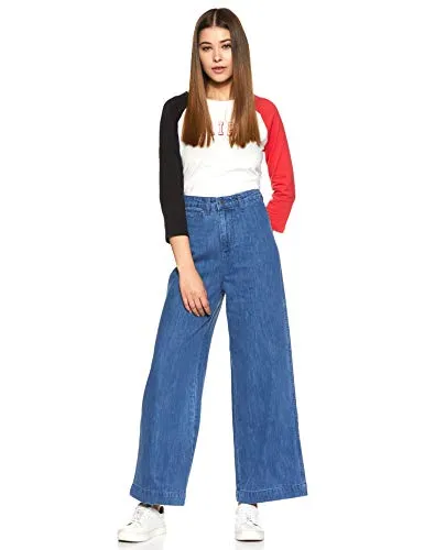 AKA CHIC Wide Leg Women Jeans (AKCB 1446_Blue_30)