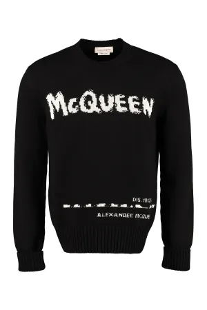 ALEXANDER MCQUEEN Men's Intarsia Sweater in Black for FW23