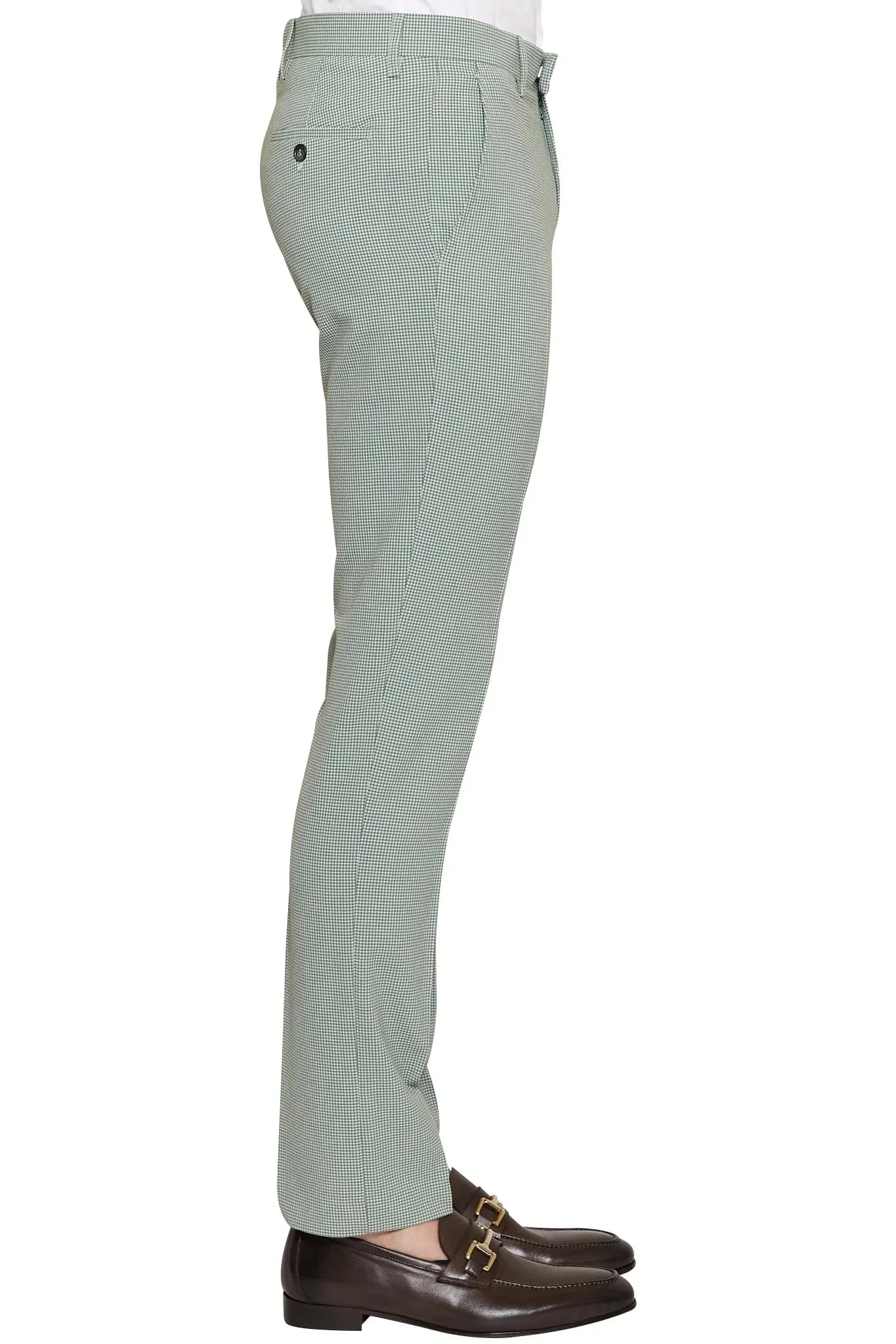 Alistar Micro Check Suit Pant in Sage/Ivory