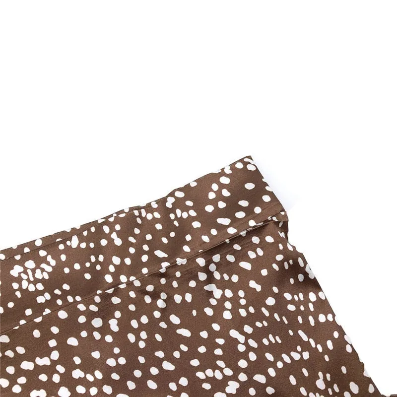 Bandage Wrap Split Summer High waist Party Casual Bandage Tie up Dot Print Asymmetric Skirt
