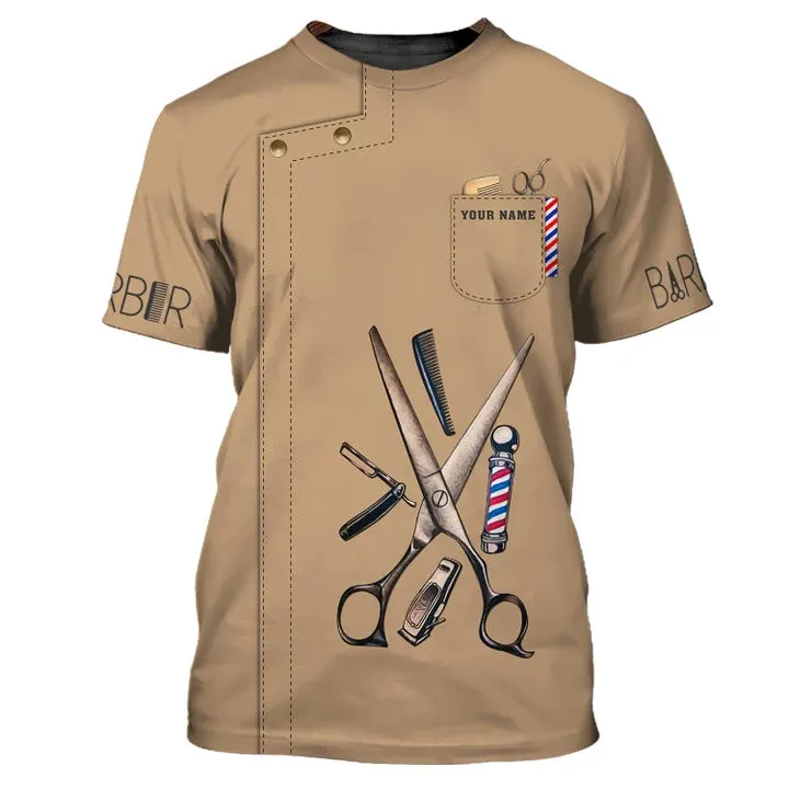 Barber Tools Personalized Name 3D Shirt