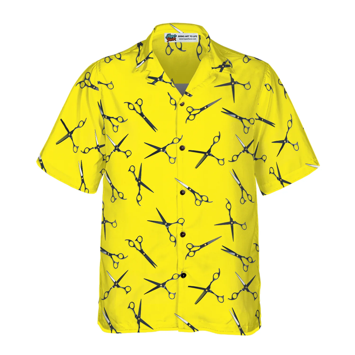 Barber Yellow Scissors For Professional Barber Hawaiian Shirt