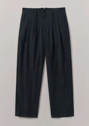 Bill Stripe Wool Cotton Trousers | Dark Indigo
