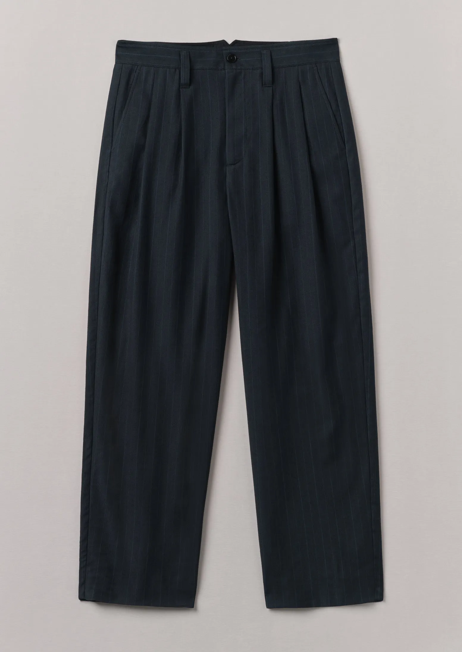 Bill Stripe Wool Cotton Trousers | Dark Indigo
