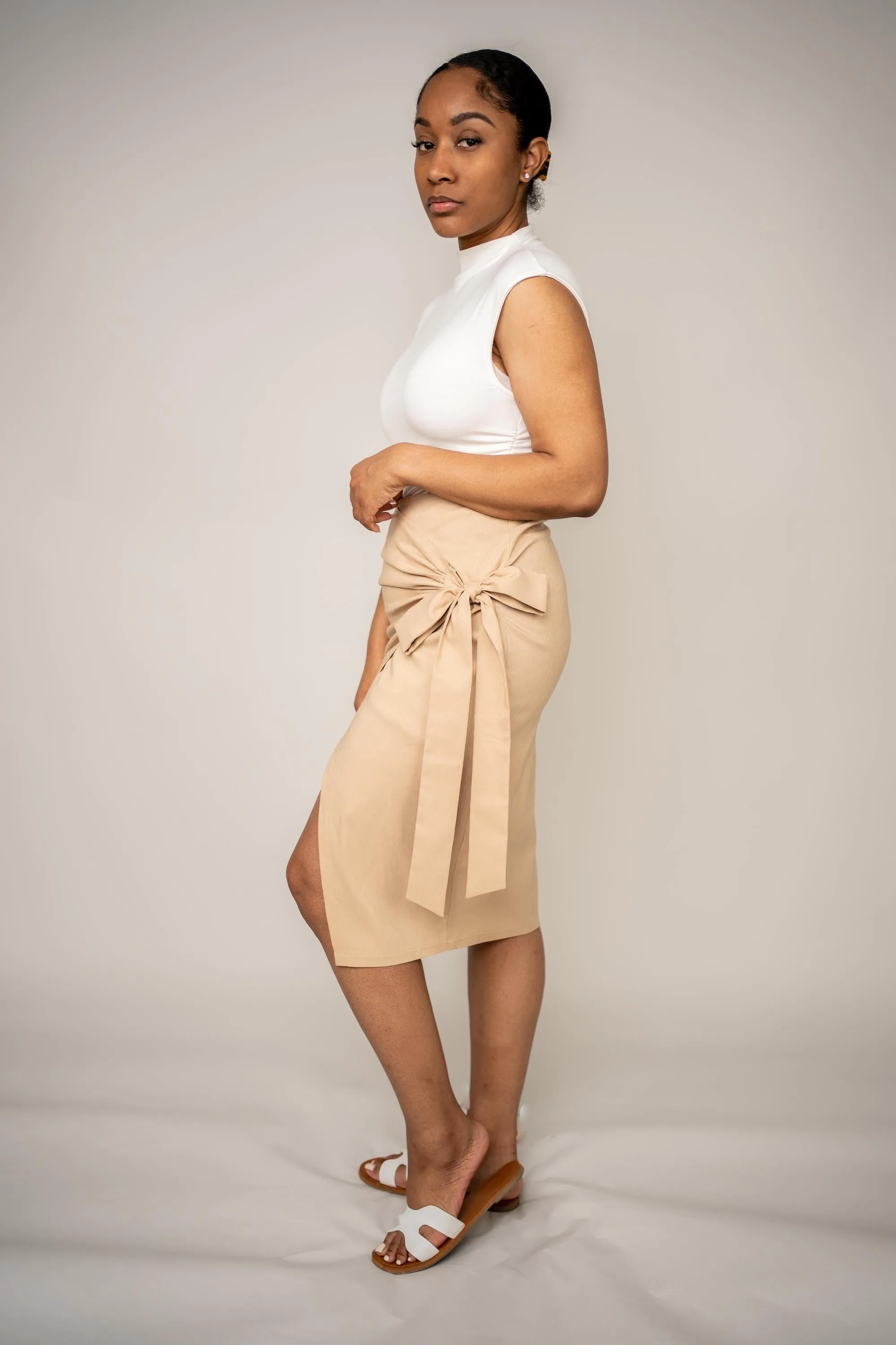 BLANKWardrobe The Label Wrap Skirt (Nude)
