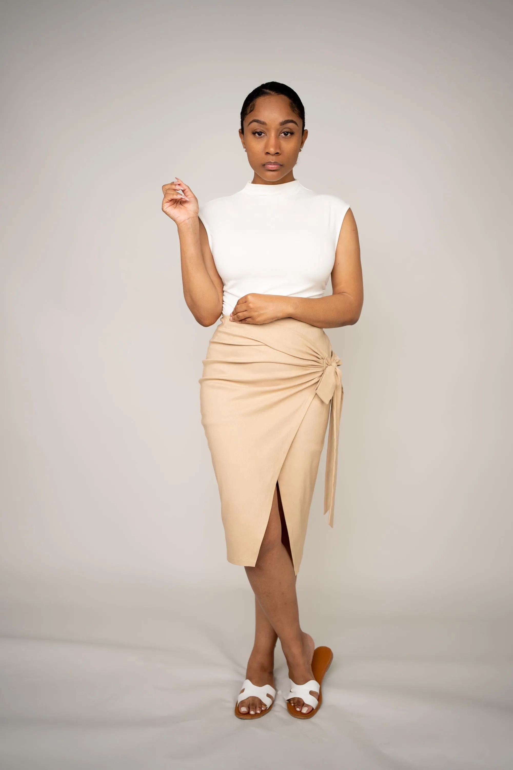 BLANKWardrobe The Label Wrap Skirt (Nude)