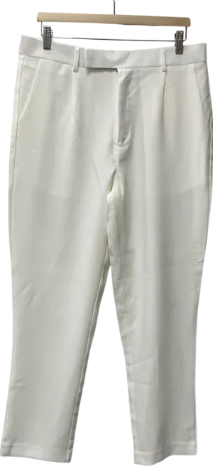boohooMan White Tapered Plain Suit Trousers W34