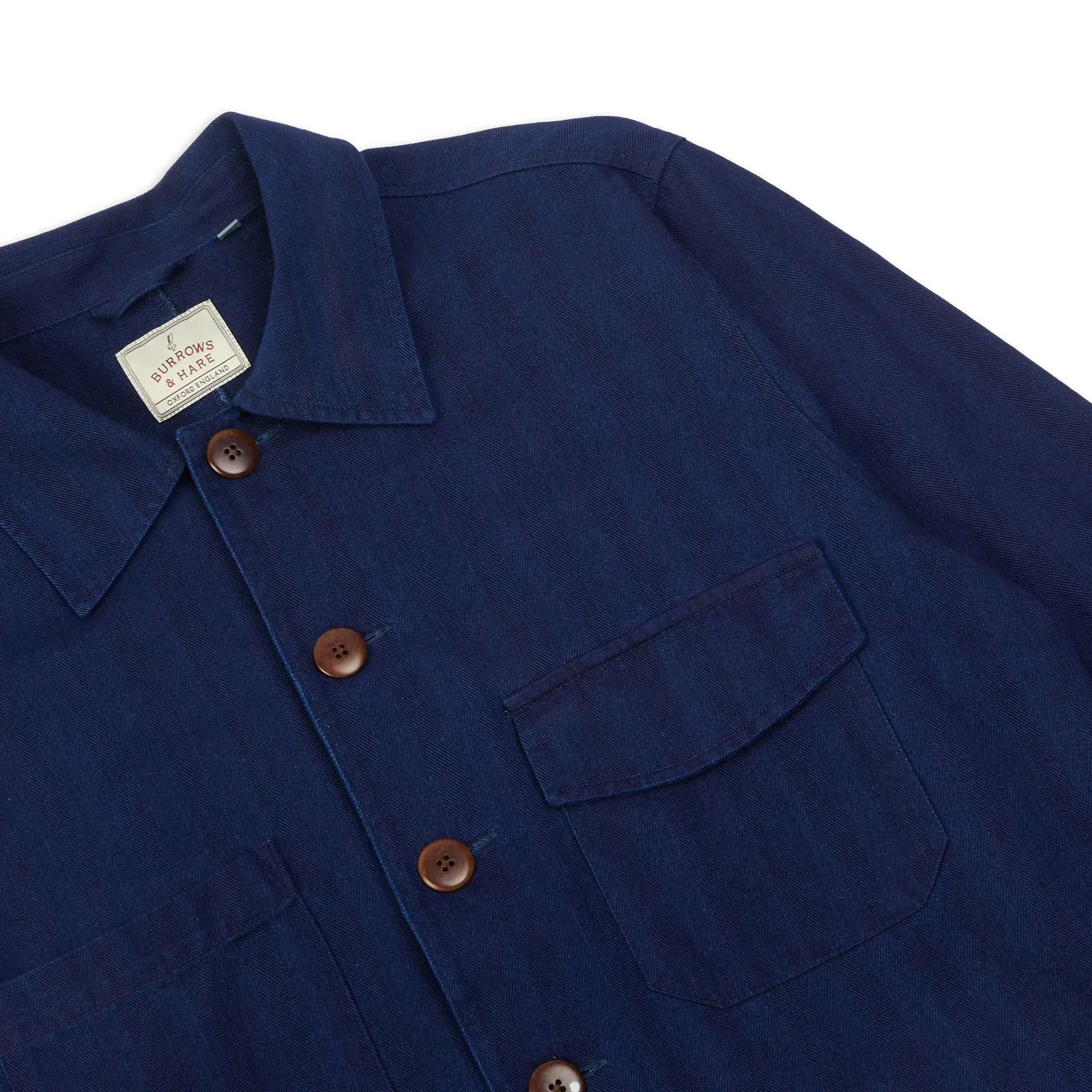 Burrows & Hare Jericho Herringbone Jacket Indigo