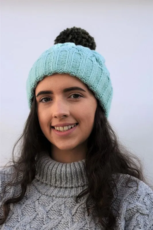 Cable Bobble Hat – Mint – McConnell