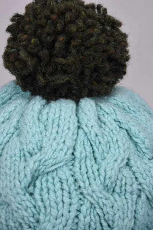 Cable Bobble Hat – Mint – McConnell