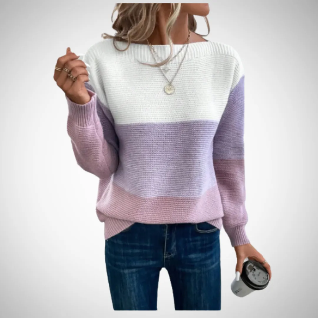 Camille Three-Color Patchwork Sweater