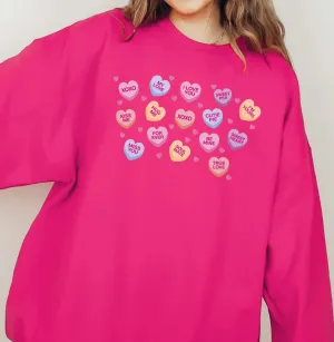 Candy Heart Collage Wholesale Crewneck Sweatshirt