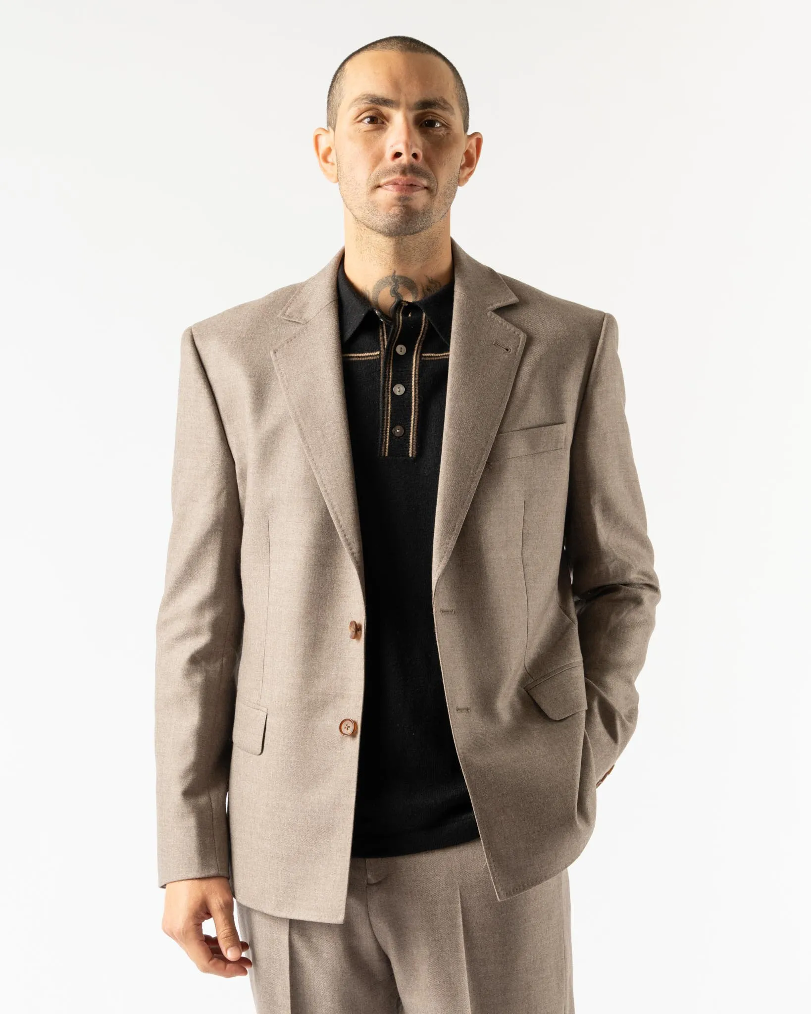 Carter Young x Jake & Jones 120s Wool Tailored Jacket in Chicory Marl