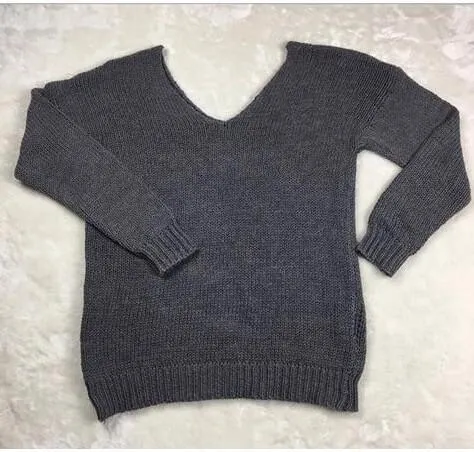 Clearance Loose Pullover Knit Solid Color Sweater