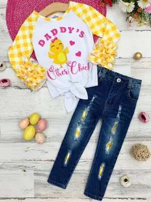 Daddy's Other Chic Matching Patched Jeans Set