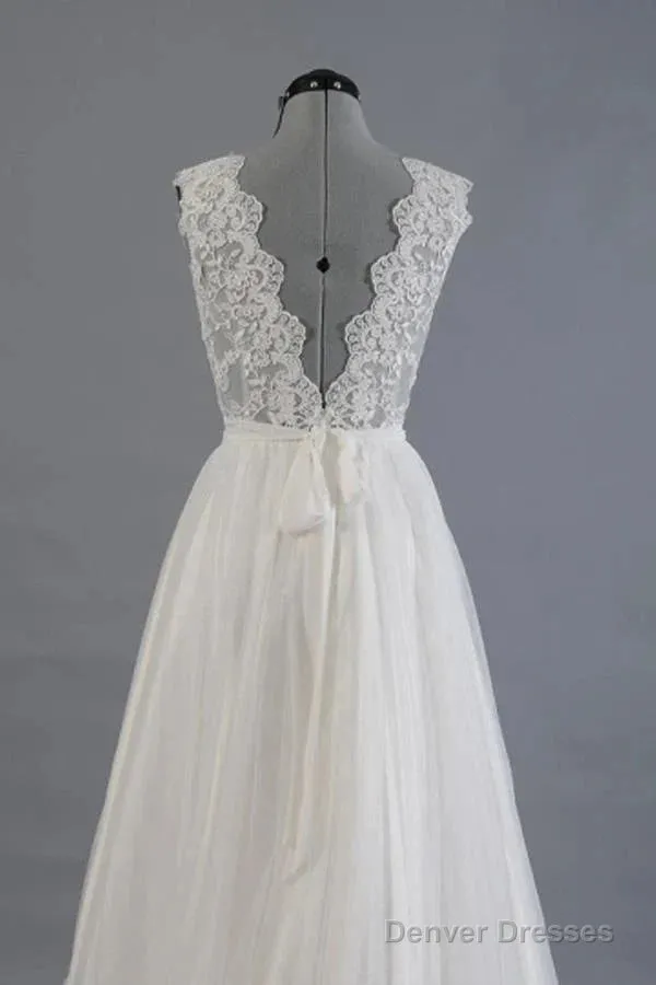 Elegant And Noble A-Shaped V-Neck Belt With Stickers For Beach And Floor Length Wedding Dresses