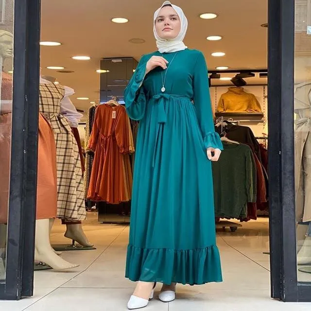 Elegant Bell Sleeve Chiffon Long Dress