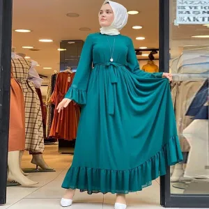 Elegant Bell Sleeve Chiffon Long Dress