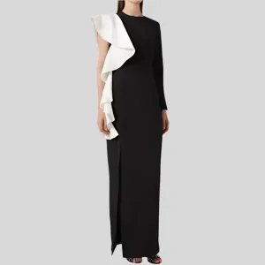 Elegant Ruffles Straight O-Neck Dress