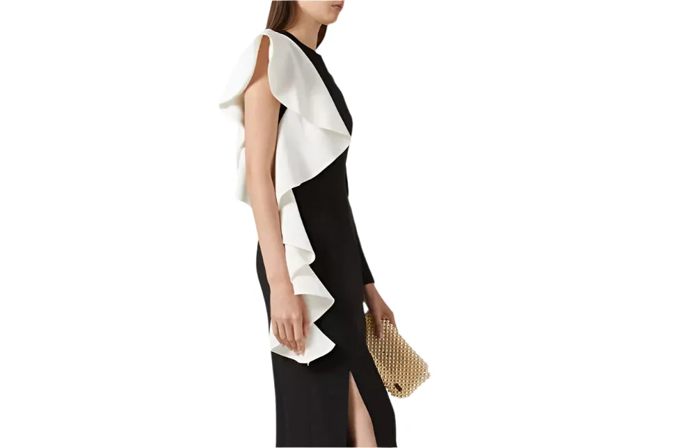 Elegant Ruffles Straight O-Neck Dress