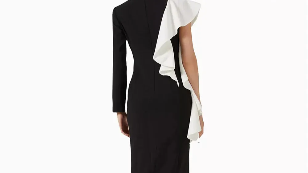 Elegant Ruffles Straight O-Neck Dress