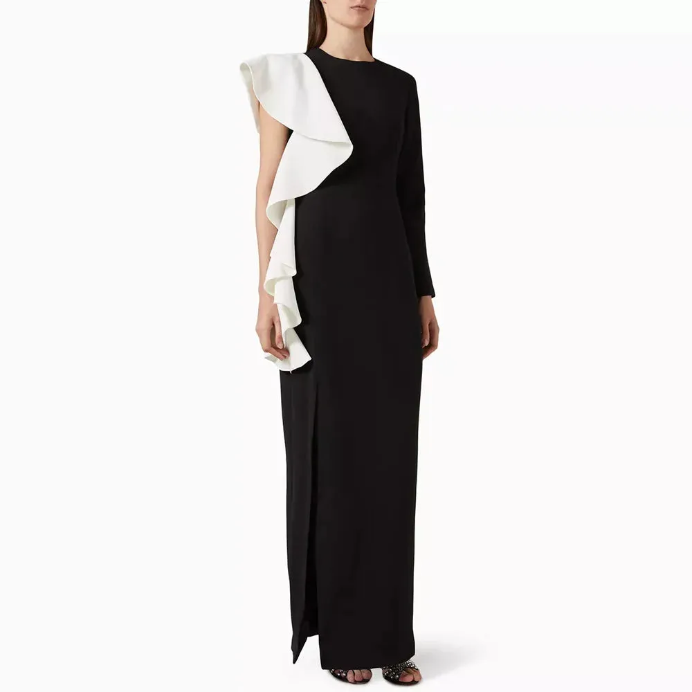 Elegant Ruffles Straight O-Neck Dress