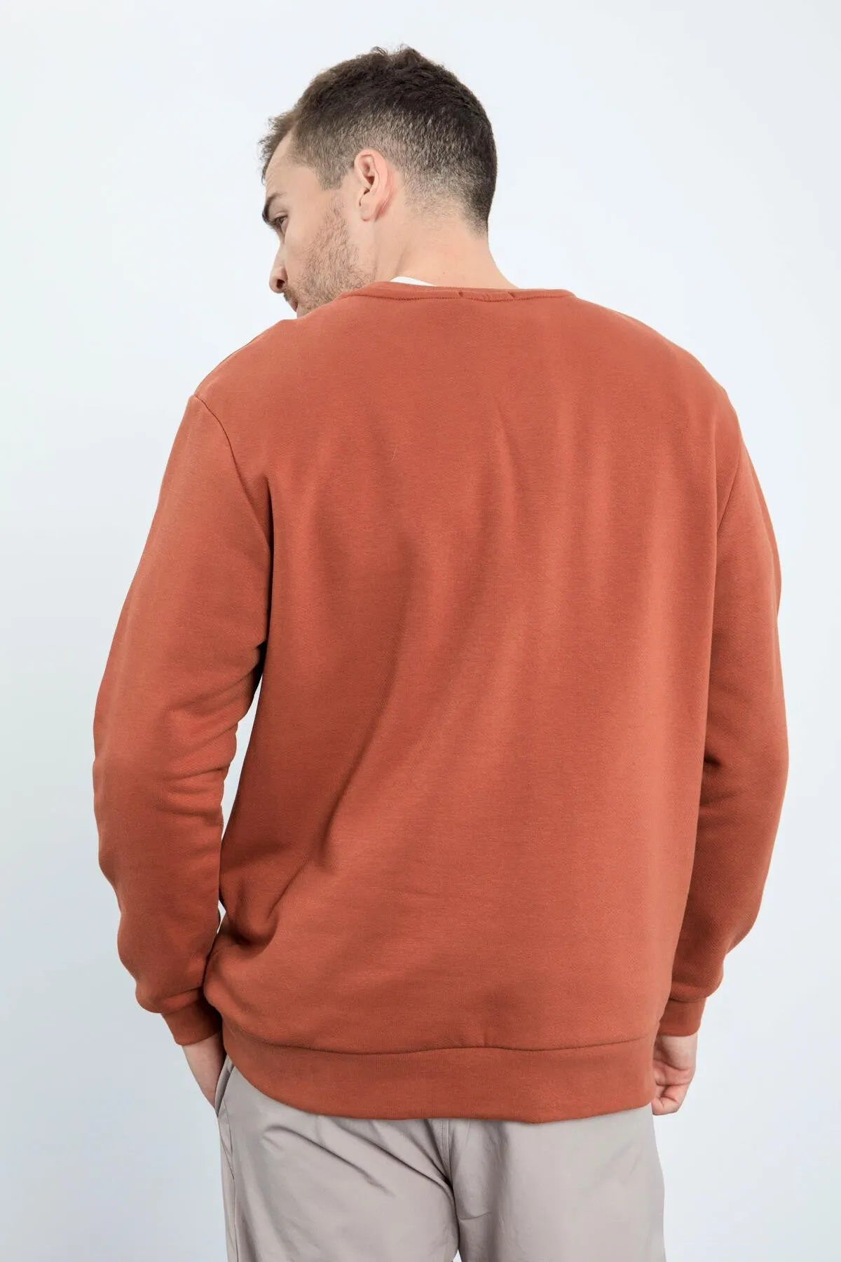 erkek yazi baskili o yaka rahat form sweatshirt - 88037