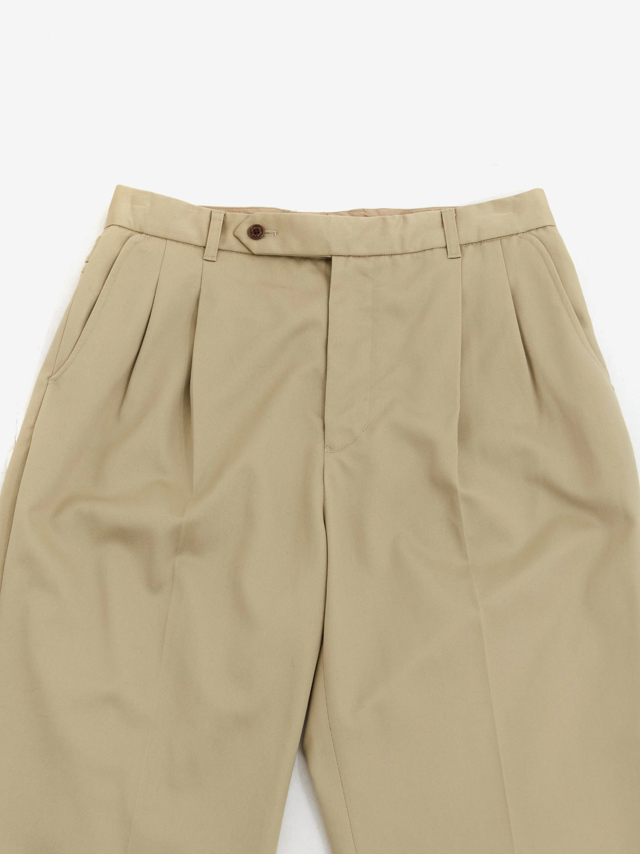 Farah Japan Two Tuck Side Adjustable Pants - Beige