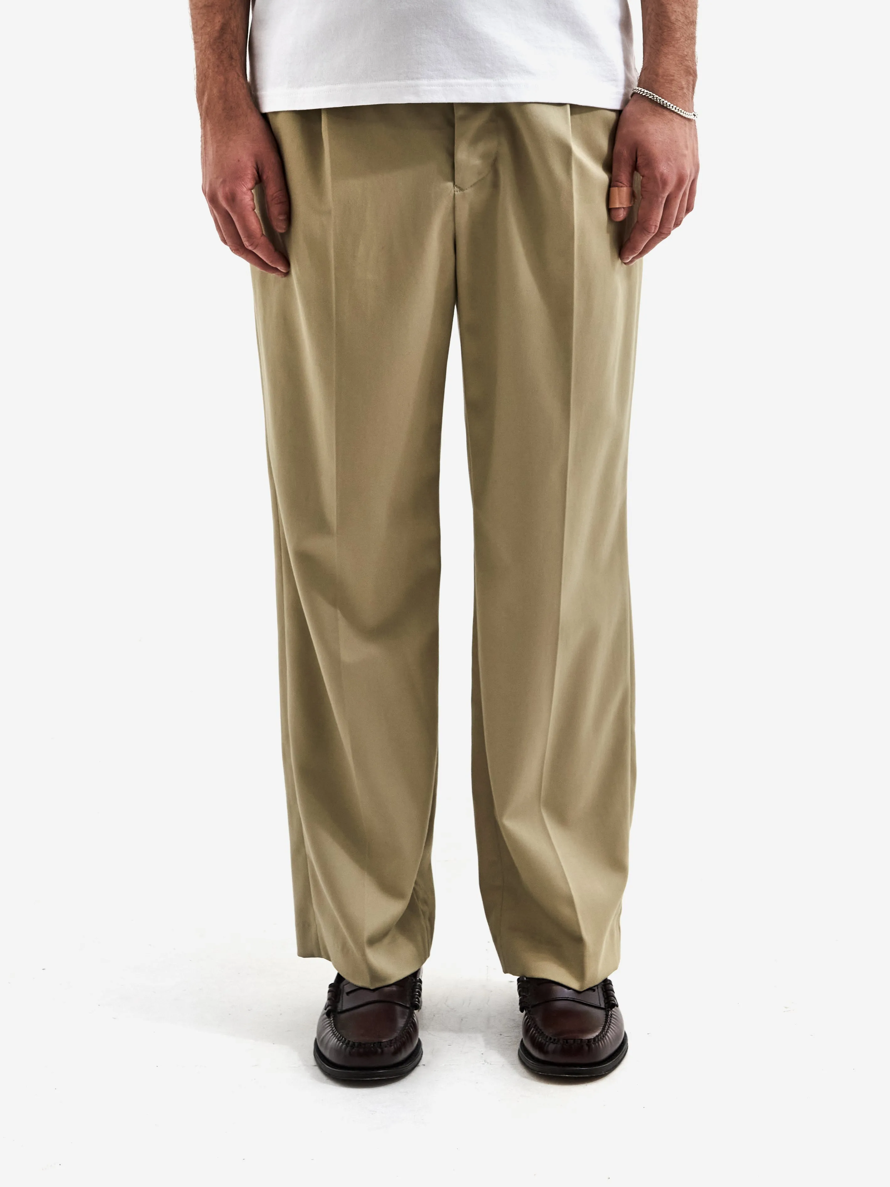 Farah Japan Two Tuck Side Adjustable Pants - Beige