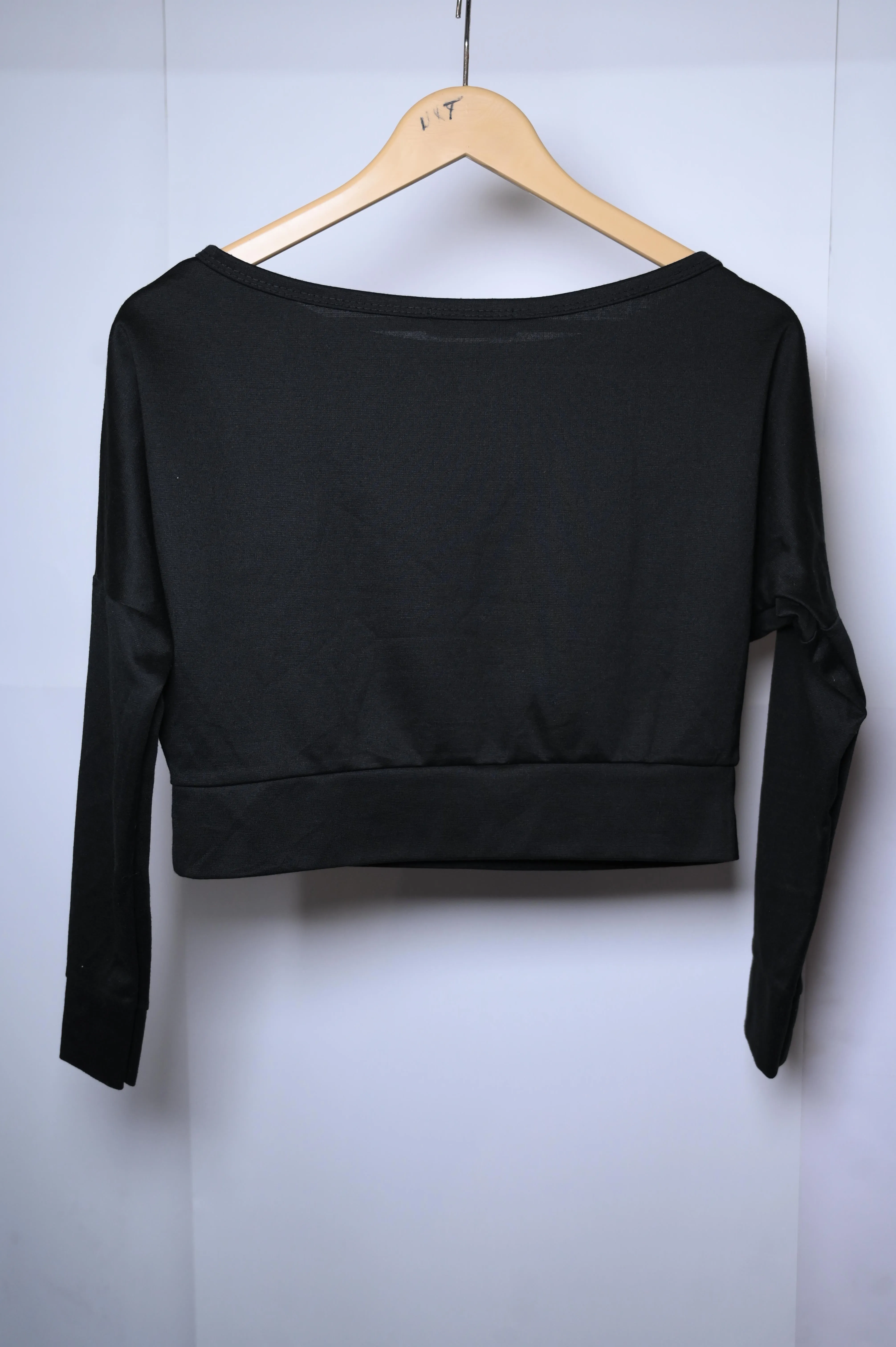 Femme Luxe Black Crop Top Sweatshirt - Small