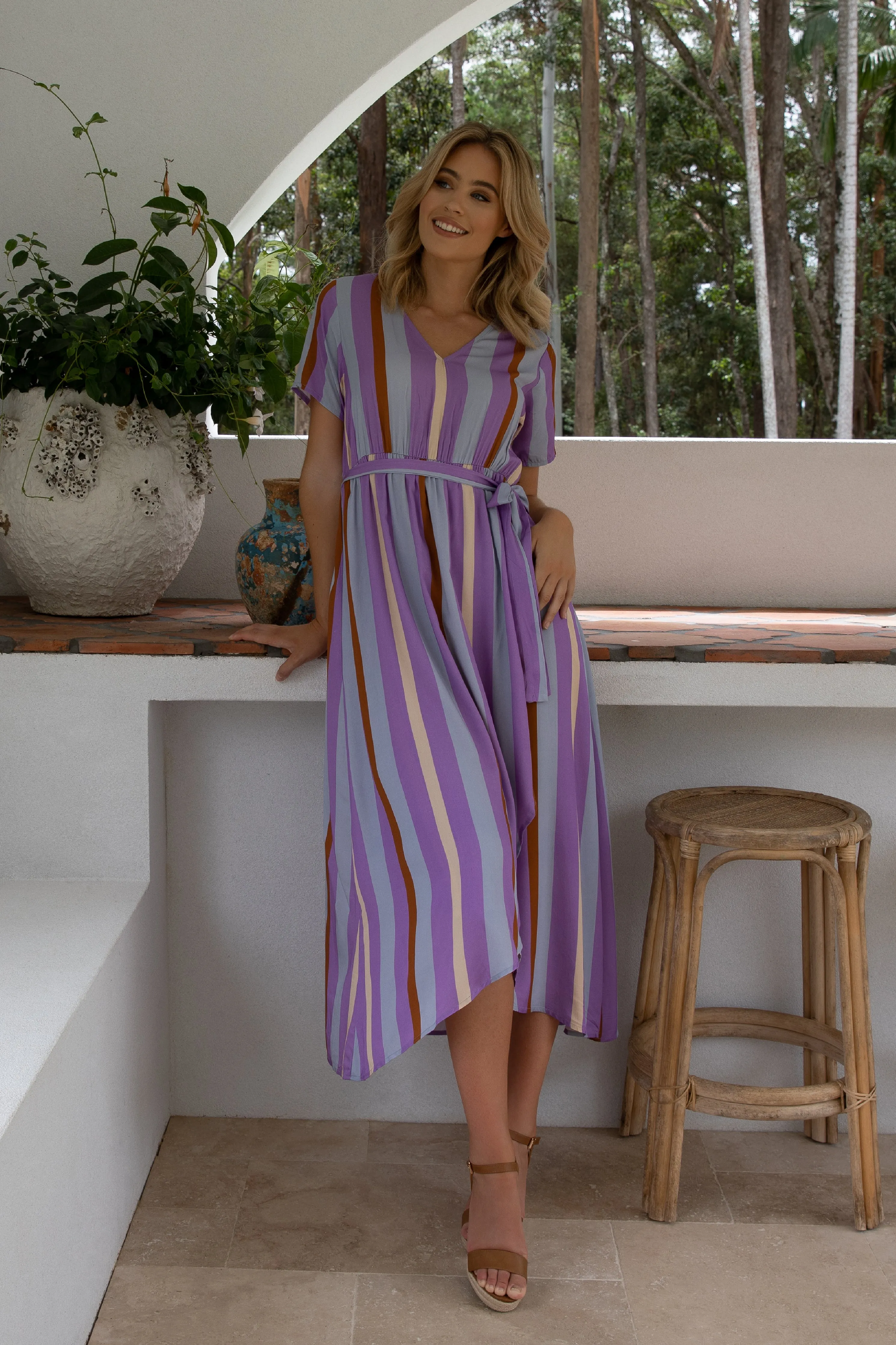 FINAL SALE Joyous Dress in Luna Stripe