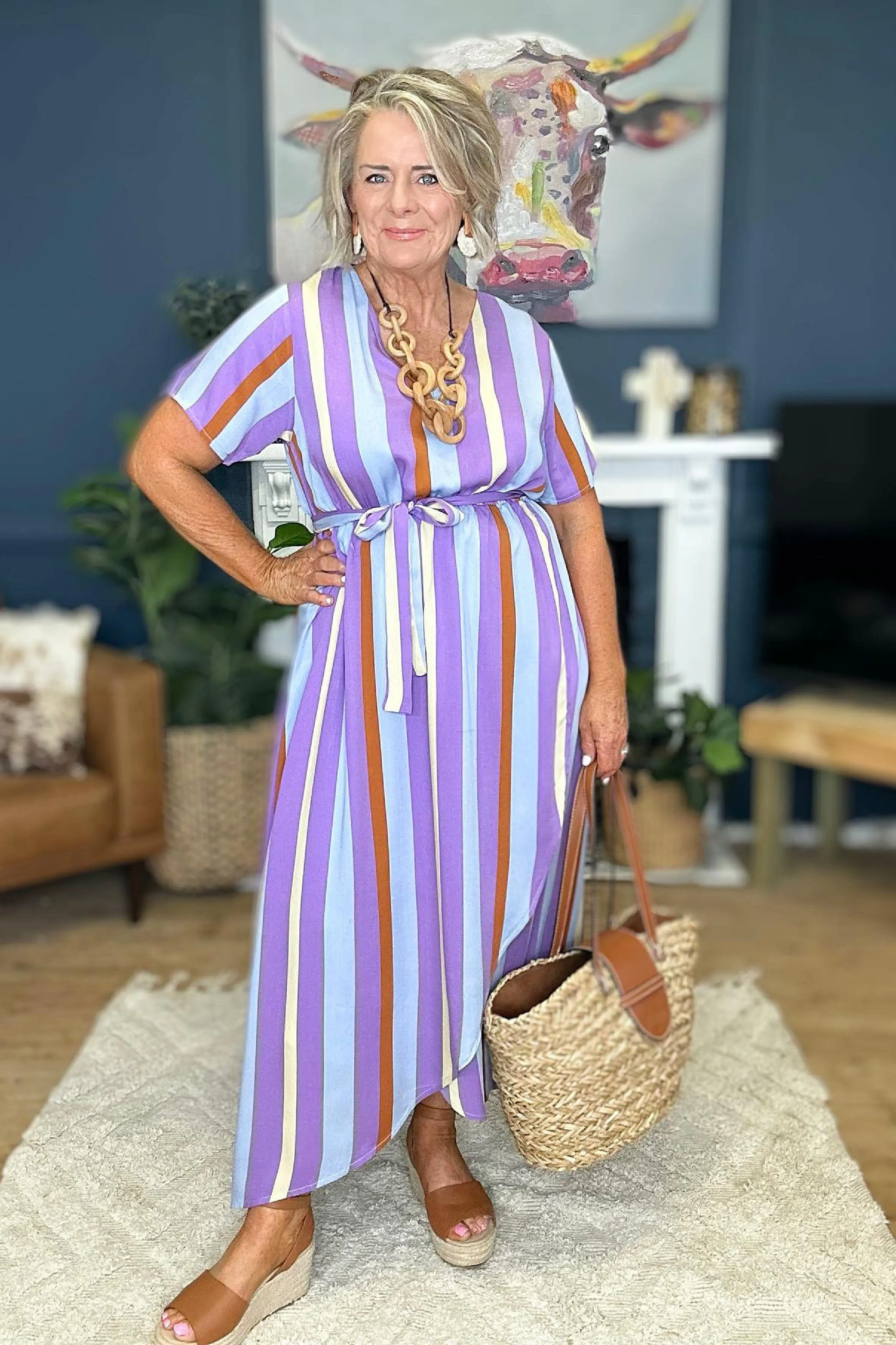 FINAL SALE Joyous Dress in Luna Stripe