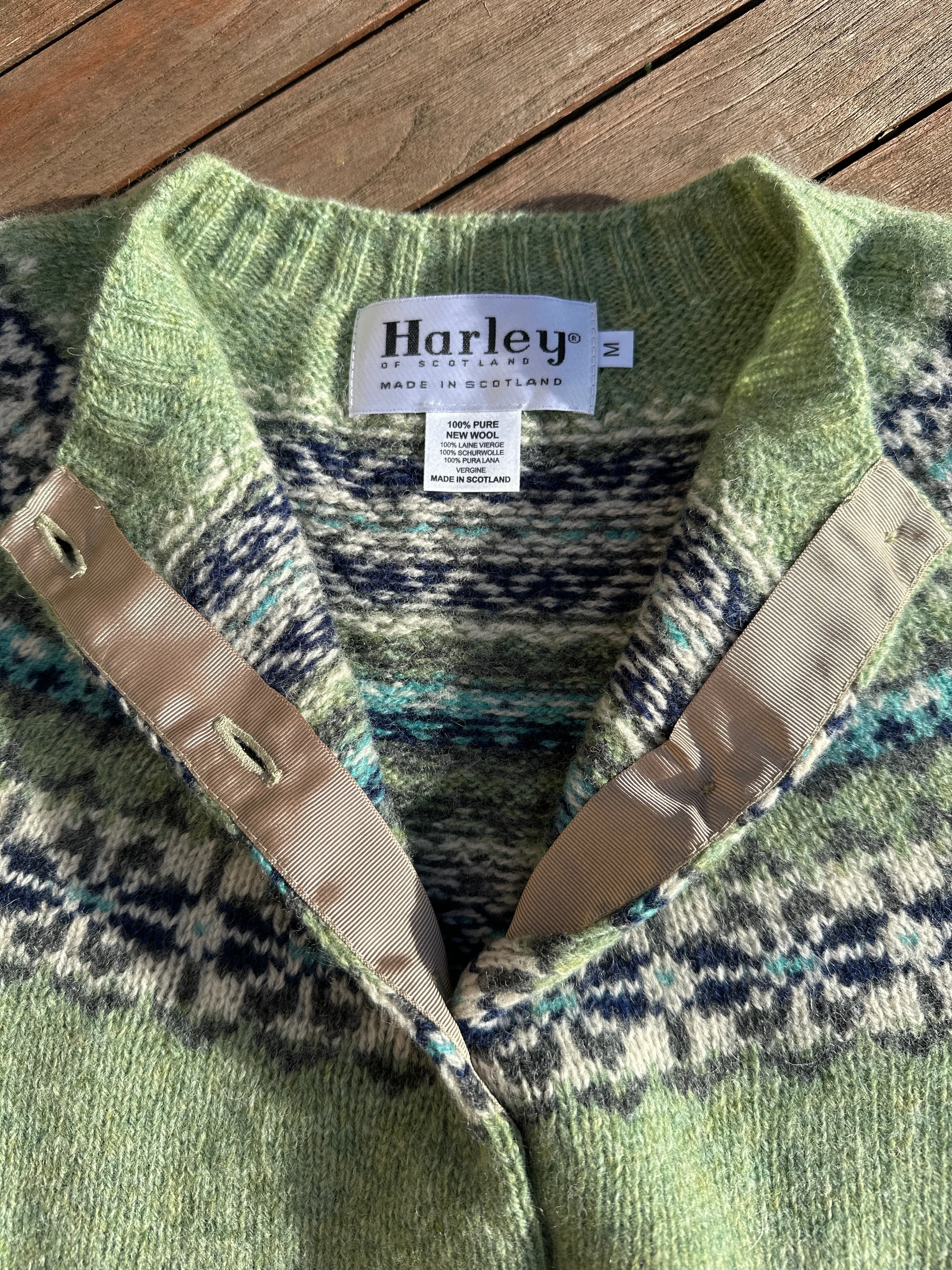 Harley Of Scotland Fairisle Cardigan In Jades Dairy