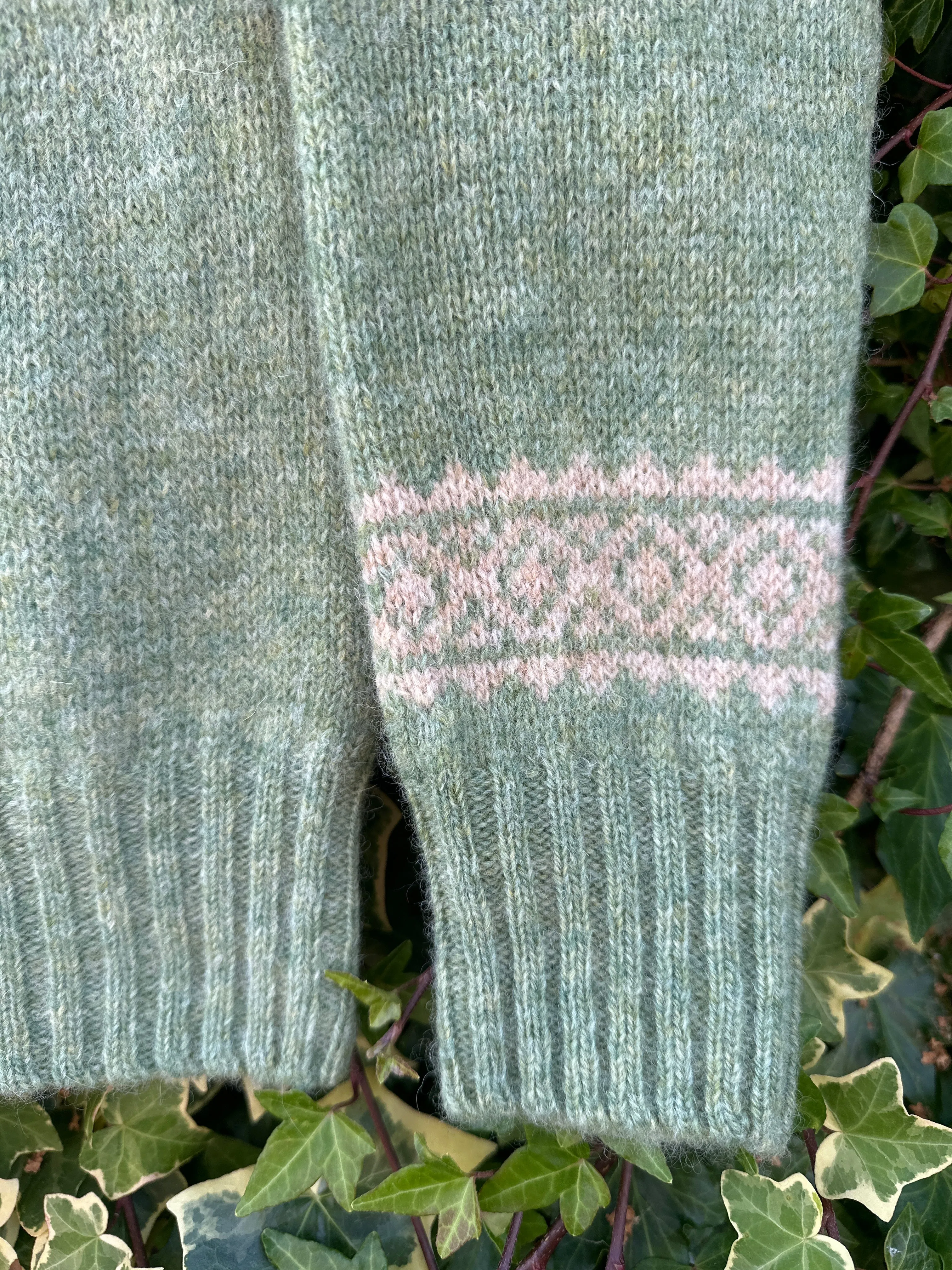 Harley Of Scotland Fairisle Cardigan In Jades Diary/Tusk