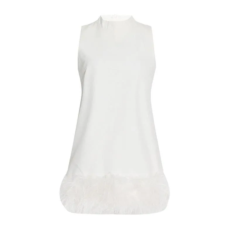 High collar Apricot mini dress